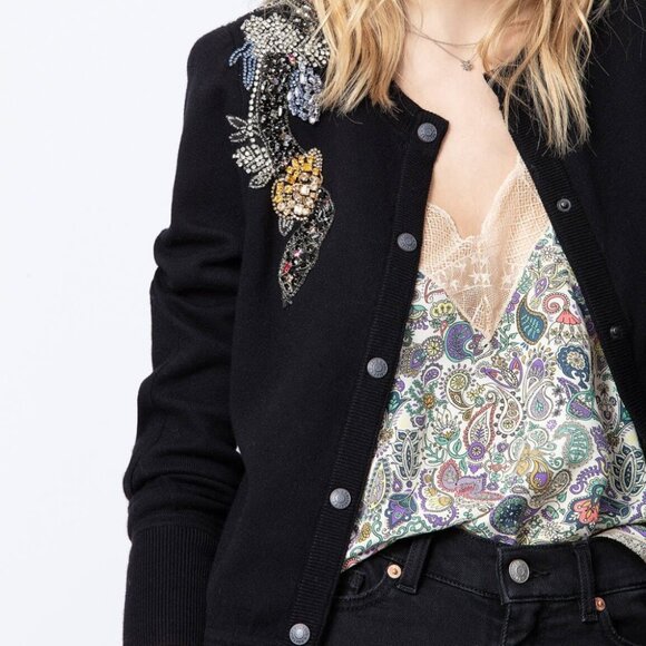 NWT - Zadig & Voltaire Puky Cows Snake Beads Cardigan BLACK✨ - Picture 14 of 14
